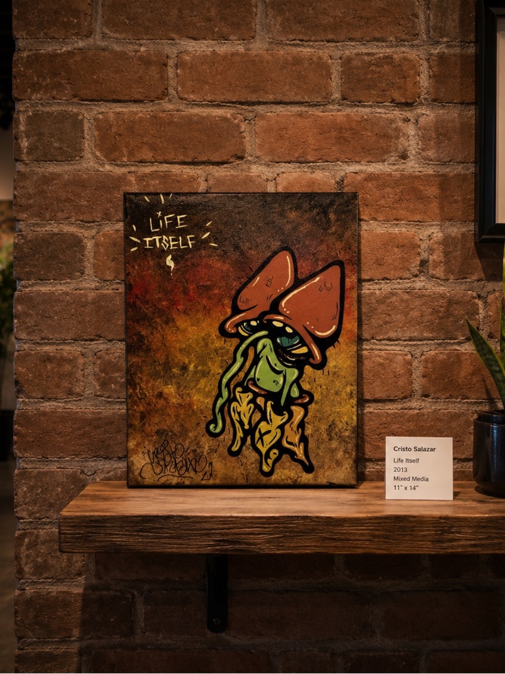Original Cristo Salazar Signed Painting Pop Surreal Urban Art 2013